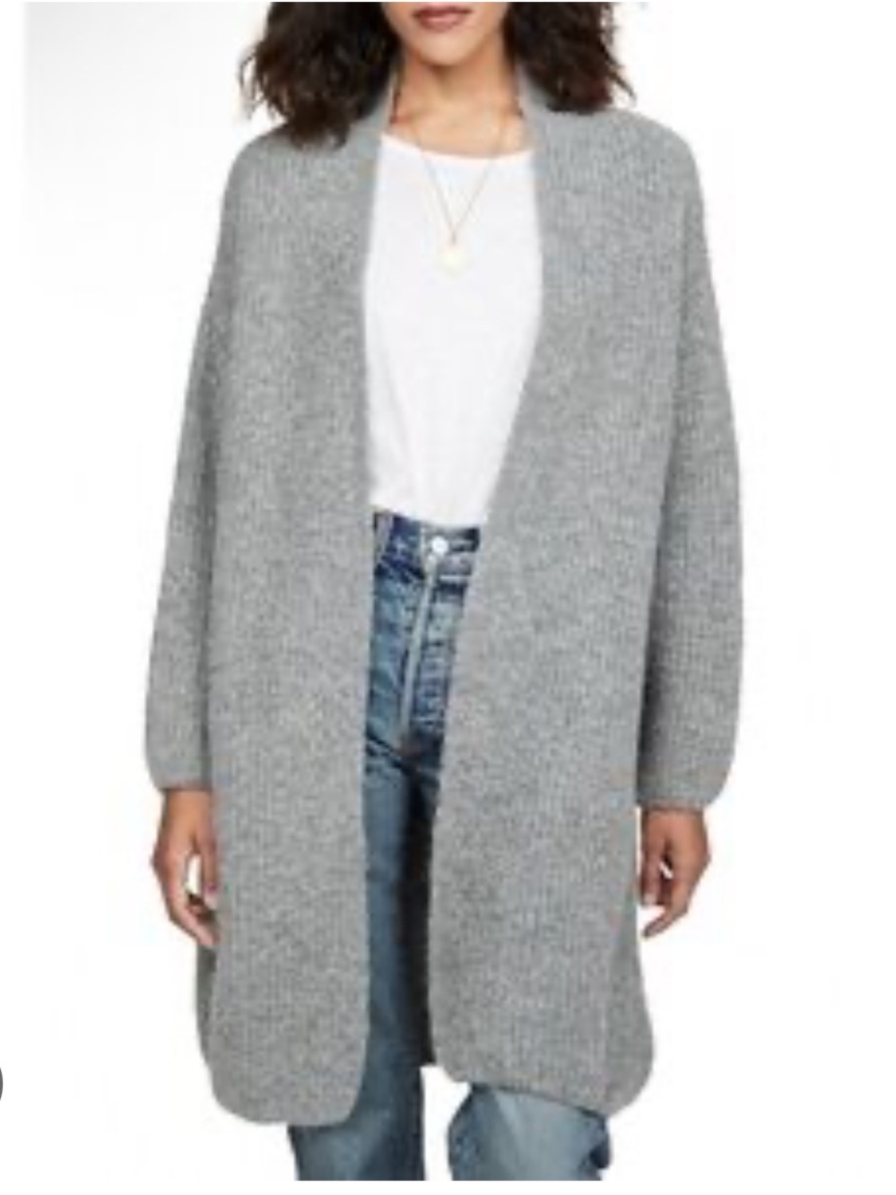 EBERJEY Wool Alpaca Blend  Heather Gray Open-Front Knit Cardigan. Size M /L